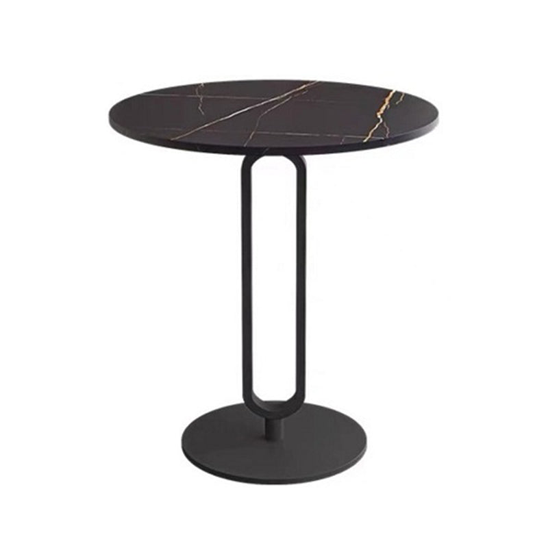 Pizarra de pedestal de mesa de café de piedra redonda con pierna de metal moderna