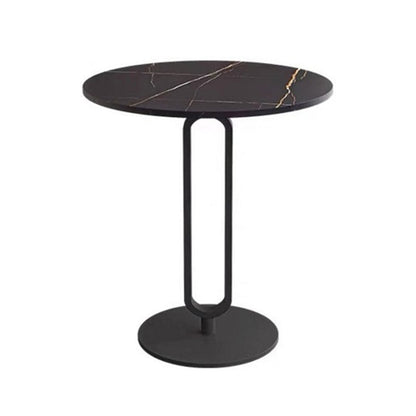 Pizarra de pedestal de mesa de café de piedra redonda con pierna de metal moderna