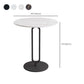 Round Stone Top Coffee Table Pedestal Slate with Metal Leg Modern