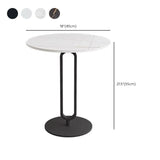 Round Stone Top Coffee Table Pedestal Slate with Metal Leg Modern