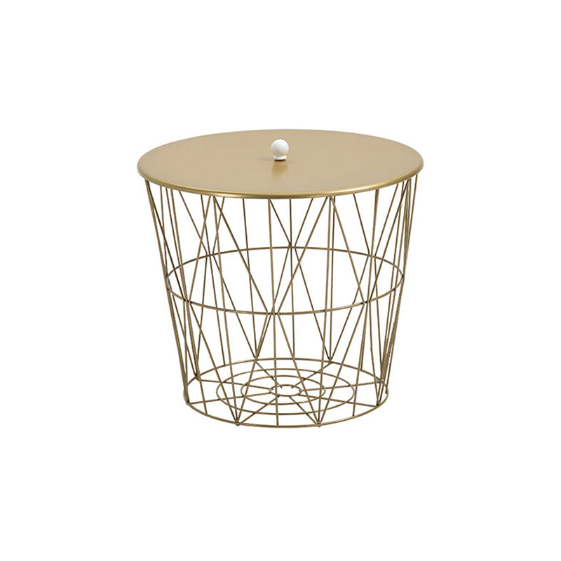 Fram Base Coffee or End Table with Storage Contemporary Metal Round Top Clearhalo 'Coffee & Accent Tables' 'Coffee Tables' 'coffee_tables' 'furn' 'furn_coffee_tables' 'Furniture' 'Living Room Furniture' 7730520