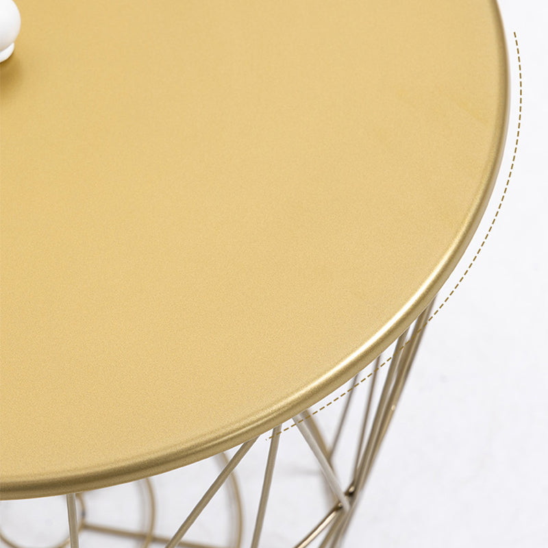 Fram Base Coffee or End Table with Storage Contemporary Metal Round Top Clearhalo 'Coffee & Accent Tables' 'Coffee Tables' 'coffee_tables' 'furn' 'furn_coffee_tables' 'Furniture' 'Living Room Furniture' 7730522