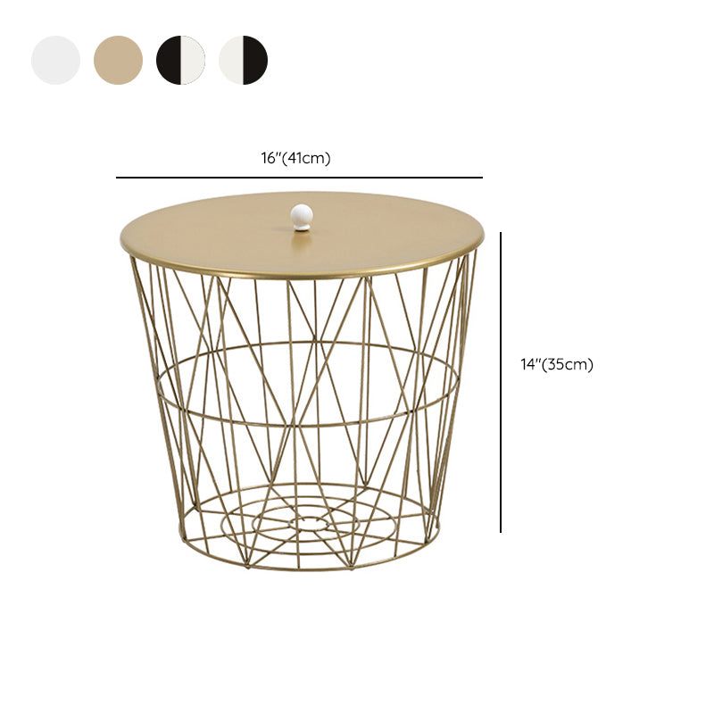 Fram Base Coffee or End Table with Storage Contemporary Metal Round Top Clearhalo 'Coffee & Accent Tables' 'Coffee Tables' 'coffee_tables' 'furn' 'furn_coffee_tables' 'Furniture' 'Living Room Furniture' 7730525