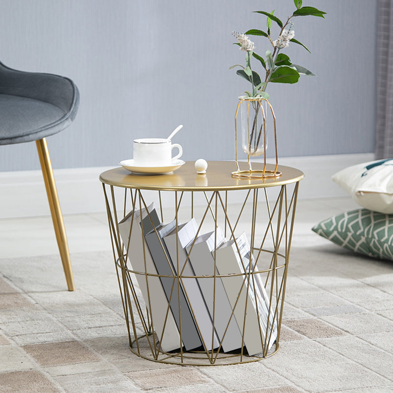 Contemporary Metal Round Top Coffee or End Table with Fram Base Clearhalo 'Coffee & Accent Tables' 'Coffee Tables' 'coffee_tables' 'furn' 'furn_coffee_tables' 'Furniture' 'Living Room Furniture' 7730526