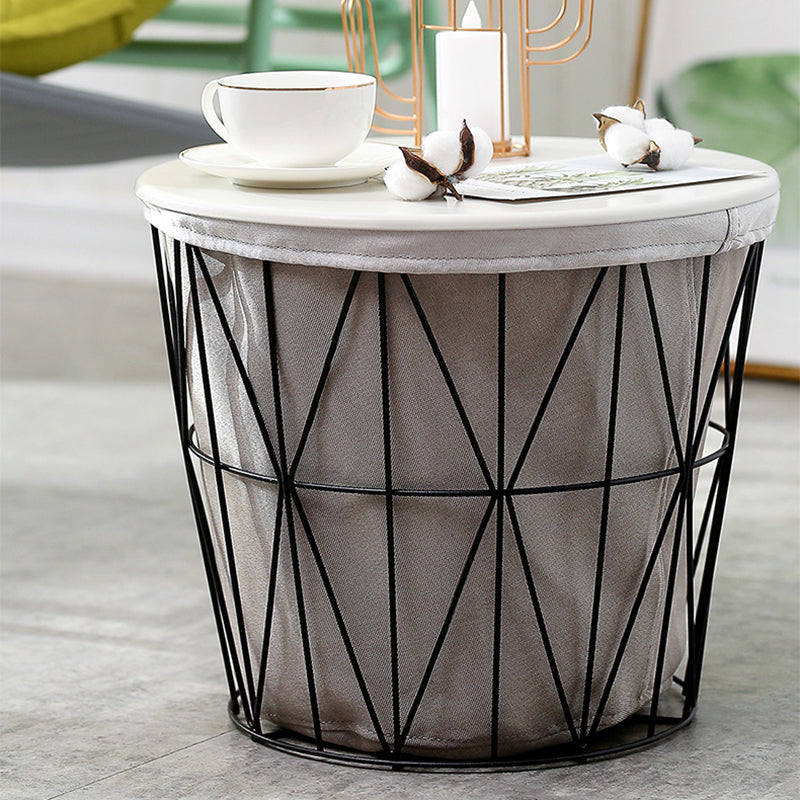 Contemporary Metal Round Top Coffee or End Table with Fram Base Clearhalo 'Coffee & Accent Tables' 'Coffee Tables' 'coffee_tables' 'furn' 'furn_coffee_tables' 'Furniture' 'Living Room Furniture' 7730536