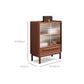 Solid Wood Glass Paned Brown 1 - Drawer Accent Cabinet for Living Room