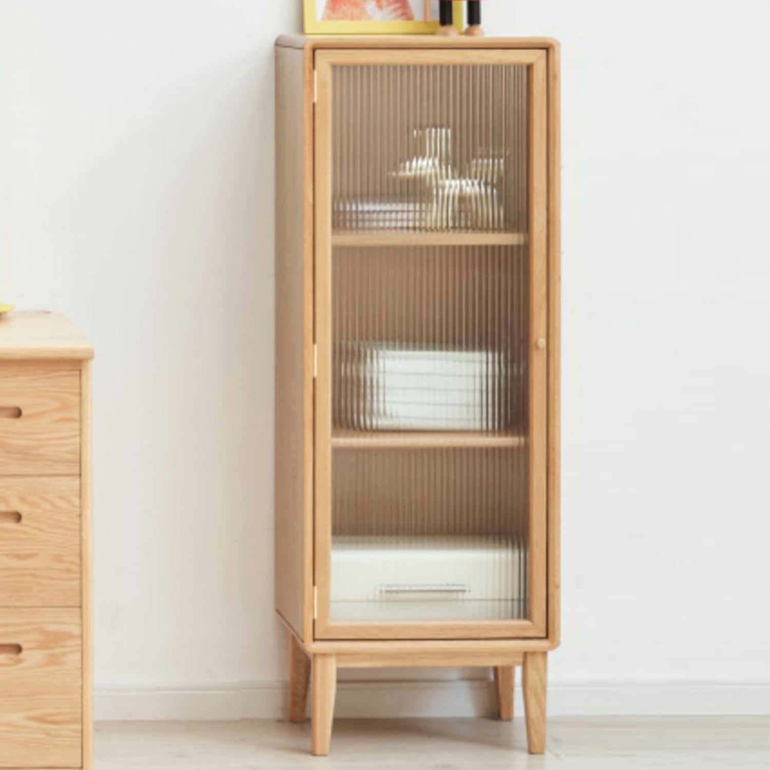 1 Door No Distressing Glass Paned Accent Cabinet for Living Room Clearhalo 'Cabinets & Chests' 'cabinets_chests' 'furn' 'furn_cabinets_chests' 'Furniture' 'Living Room Furniture' 7730775