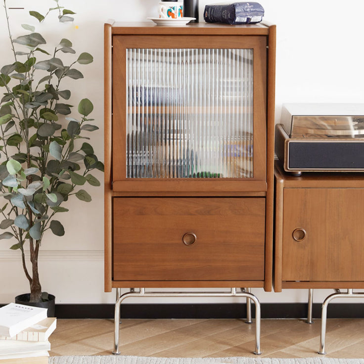 No hay gabinete de acento de madera maciza de vidrio de vidrio angustiante con puertas