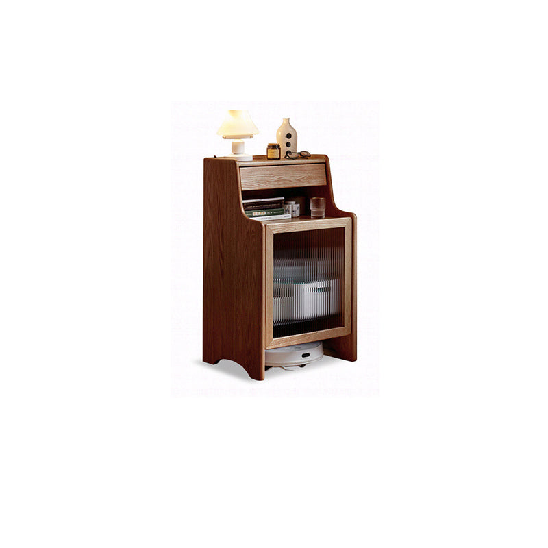Glass Paned Living Room Contemporary Solid Wood Accent Cabinet with Drawer Nut-Brown Clearhalo 'Cabinets & Chests' 'cabinets_chests' 'furn' 'furn_cabinets_chests' 'Furniture' 'Living Room Furniture' 7730822