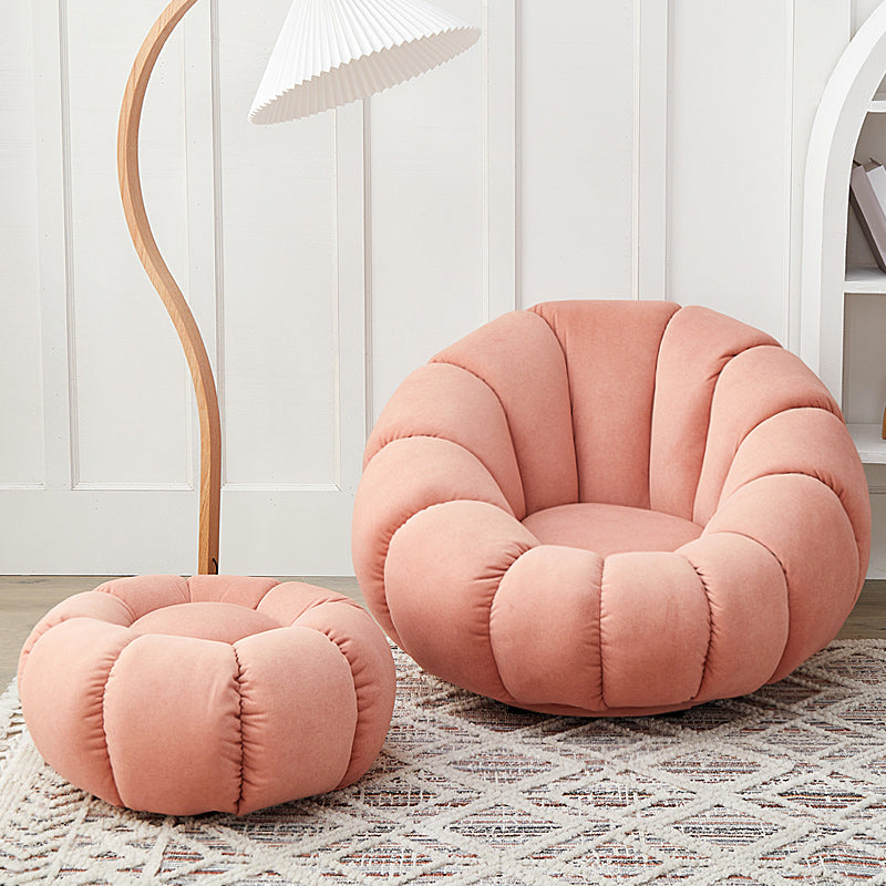 Contemporary Papasan Chair with Sewn Pillow Back and Solid Wood Frame Accent Chair with Foot Pedal Pink 1 Piece Clearhalo 'Accent Chairs' 'accent_chairs' 'Chairs & Seating' 'furn' 'furn_accent_chairs' 'Furniture' 'Living Room Furniture' 7731022