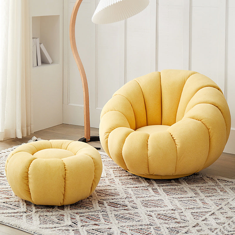 Contemporary Papasan Chair with Sewn Pillow Back and Solid Wood Frame Accent Chair with Foot Pedal Yellow 1 Piece Clearhalo 'Accent Chairs' 'accent_chairs' 'Chairs & Seating' 'furn' 'furn_accent_chairs' 'Furniture' 'Living Room Furniture' 7731024