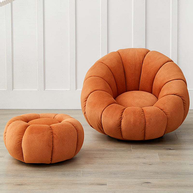 Contemporary Papasan Chair with Sewn Pillow Back and Solid Wood Frame Accent Chair with Foot Pedal Orange 1 Piece Clearhalo 'Accent Chairs' 'accent_chairs' 'Chairs & Seating' 'furn' 'furn_accent_chairs' 'Furniture' 'Living Room Furniture' 7731025