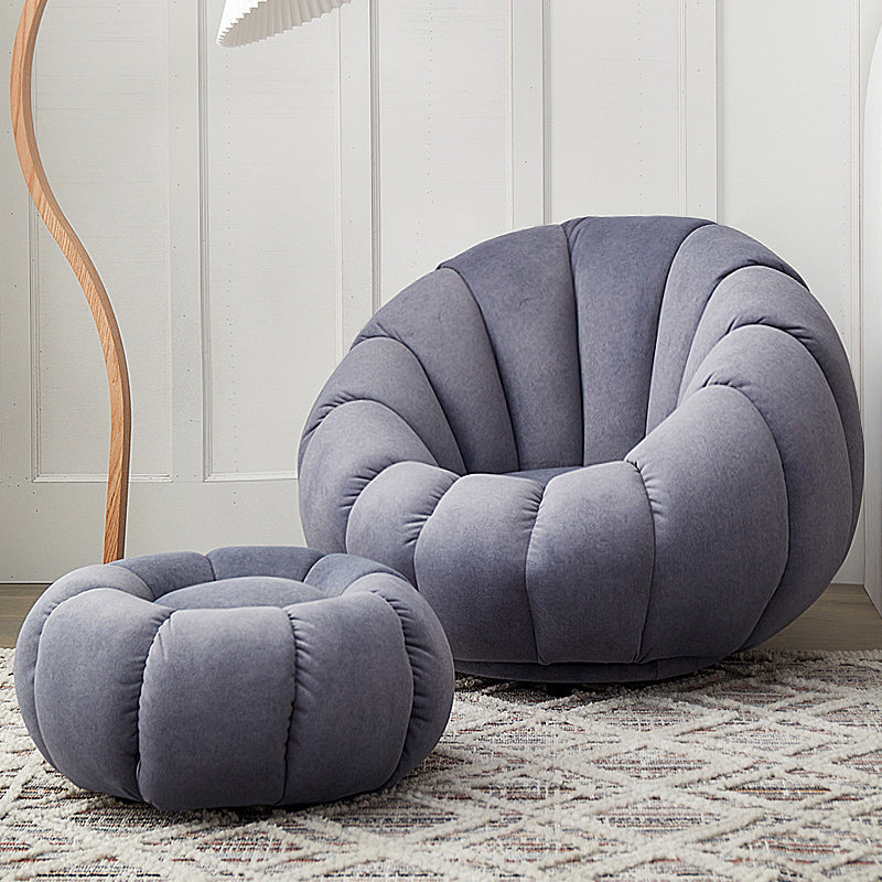 Contemporary Papasan Chair with Sewn Pillow Back and Solid Wood Frame Accent Chair with Foot Pedal Blue 1 Piece Clearhalo 'Accent Chairs' 'accent_chairs' 'Chairs & Seating' 'furn' 'furn_accent_chairs' 'Furniture' 'Living Room Furniture' 7731028