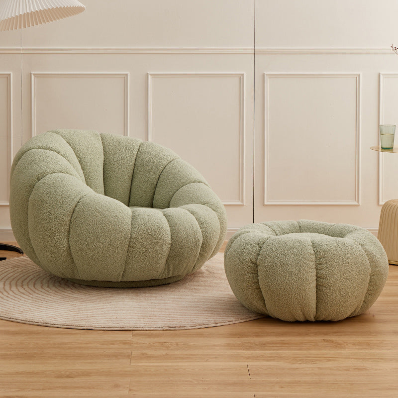 Contemporary Papasan Chair with Sewn Pillow Back and Solid Wood Frame Accent Chair with Foot Pedal Green 1 Piece Clearhalo 'Accent Chairs' 'accent_chairs' 'Chairs & Seating' 'furn' 'furn_accent_chairs' 'Furniture' 'Living Room Furniture' 7731030