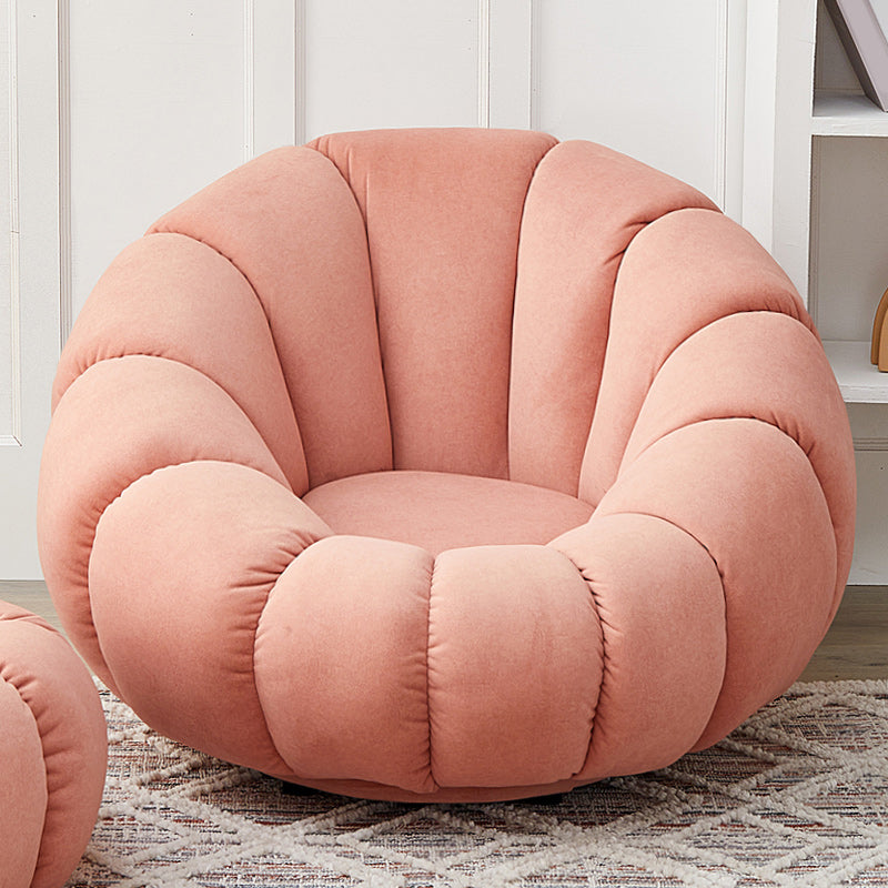 Contemporary Papasan Chair with Sewn Pillow Back and Solid Wood Frame Single Accent Chair Pink 1 Piece Clearhalo 'Accent Chairs' 'accent_chairs' 'Chairs & Seating' 'furn' 'furn_accent_chairs' 'Furniture' 'Living Room Furniture' 7731034