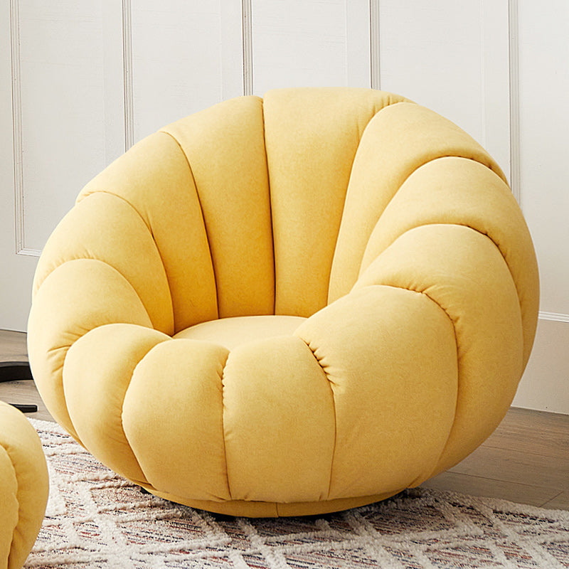 Contemporary Papasan Chair with Sewn Pillow Back and Solid Wood Frame Single Accent Chair Yellow 1 Piece Clearhalo 'Accent Chairs' 'accent_chairs' 'Chairs & Seating' 'furn' 'furn_accent_chairs' 'Furniture' 'Living Room Furniture' 7731035