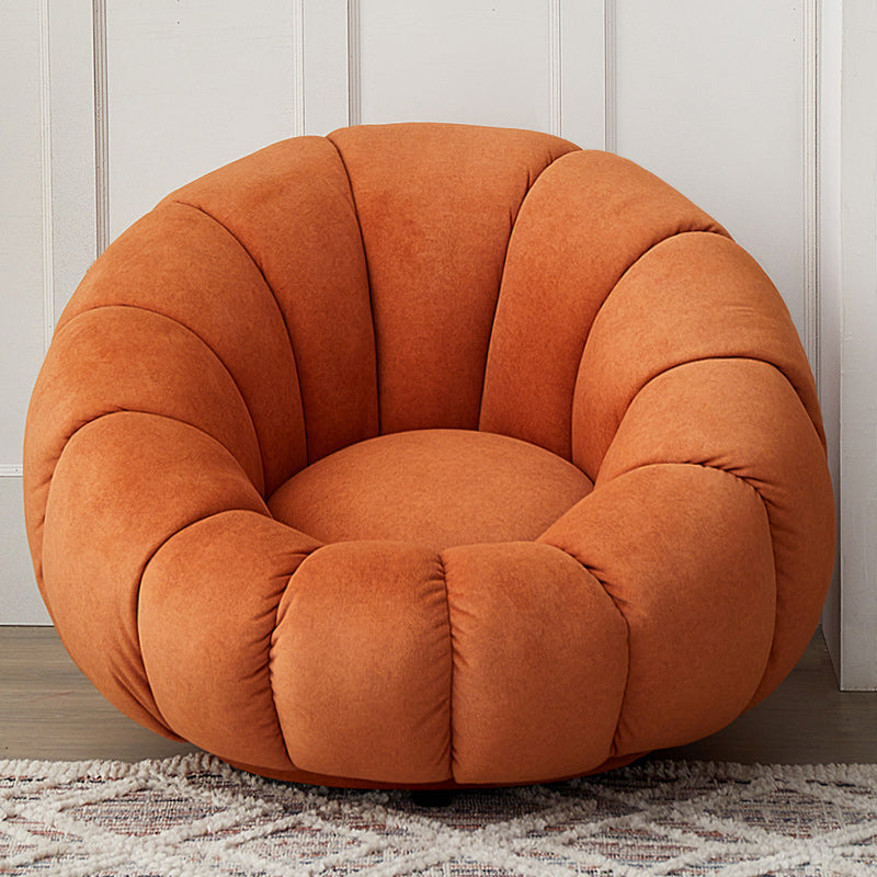 Contemporary Papasan Chair with Sewn Pillow Back and Solid Wood Frame Single Accent Chair Orange 1 Piece Clearhalo 'Accent Chairs' 'accent_chairs' 'Chairs & Seating' 'furn' 'furn_accent_chairs' 'Furniture' 'Living Room Furniture' 7731038