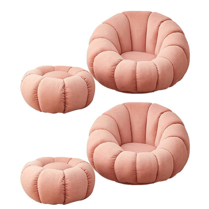 Contemporary Papasan Chair with Sewn Pillow Back and Solid Wood Frame Accent Chair with Foot Pedal Pink 2 Piece Set Clearhalo 'Accent Chairs' 'accent_chairs' 'Chairs & Seating' 'furn' 'furn_accent_chairs' 'Furniture' 'Living Room Furniture' 7731042
