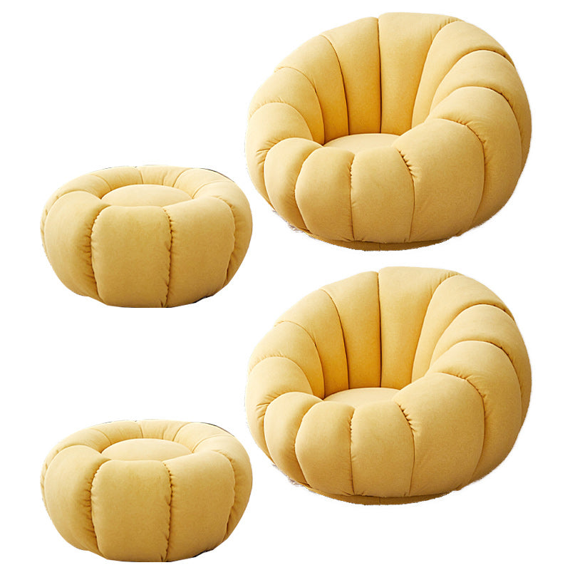 Contemporary Papasan Chair with Sewn Pillow Back and Solid Wood Frame Accent Chair with Foot Pedal Yellow 2 Piece Set Clearhalo 'Accent Chairs' 'accent_chairs' 'Chairs & Seating' 'furn' 'furn_accent_chairs' 'Furniture' 'Living Room Furniture' 7731043