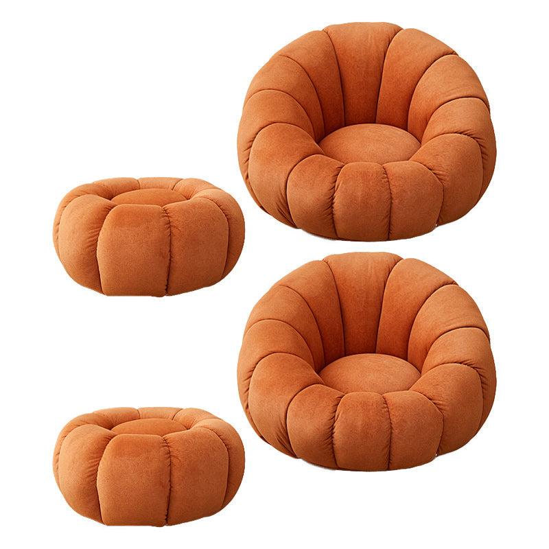 Contemporary Papasan Chair with Sewn Pillow Back and Solid Wood Frame Accent Chair with Foot Pedal Orange 2 Piece Set Clearhalo 'Accent Chairs' 'accent_chairs' 'Chairs & Seating' 'furn' 'furn_accent_chairs' 'Furniture' 'Living Room Furniture' 7731044