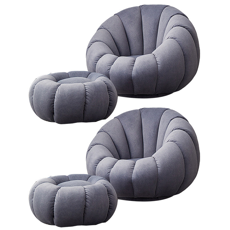 Contemporary Papasan Chair with Sewn Pillow Back and Solid Wood Frame Accent Chair with Foot Pedal Blue 2 Piece Set Clearhalo 'Accent Chairs' 'accent_chairs' 'Chairs & Seating' 'furn' 'furn_accent_chairs' 'Furniture' 'Living Room Furniture' 7731045