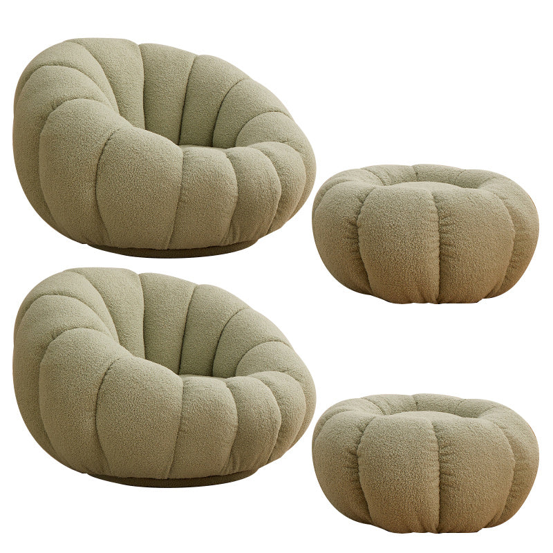 Contemporary Papasan Chair with Sewn Pillow Back and Solid Wood Frame Accent Chair with Foot Pedal Green 2 Piece Set Clearhalo 'Accent Chairs' 'accent_chairs' 'Chairs & Seating' 'furn' 'furn_accent_chairs' 'Furniture' 'Living Room Furniture' 7731046