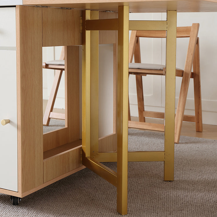 Modern Rectangle Dining Table Wood Drop Leaf Folding for Dining Room