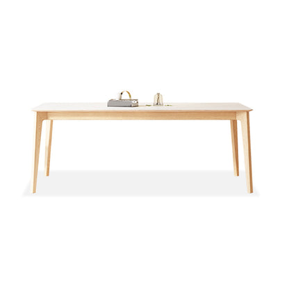 Contemporary Rectangular White Stone Dining Table with 4 Foot Without Chairs Clearhalo 'Dining Tables & Seating' 'Dining Tables' 'dining_table' 'furn' 'furn_dining_table' 'Furniture' 'Kitchen & Dining Furniture' 7732819
