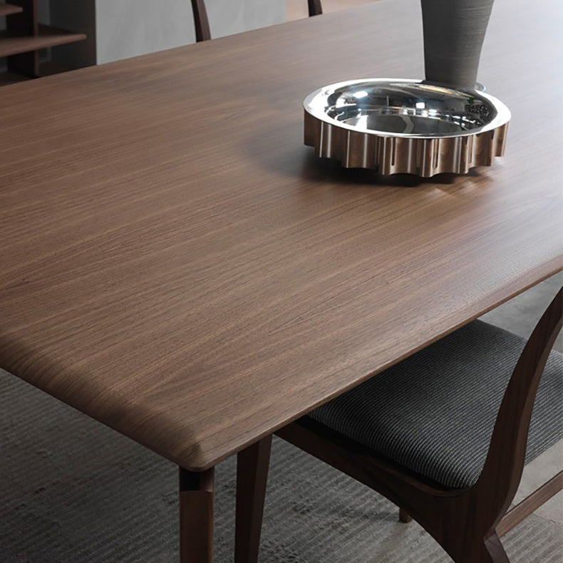 Moderne rechthoekige donkerbruine houten eettafel met 4 poten
