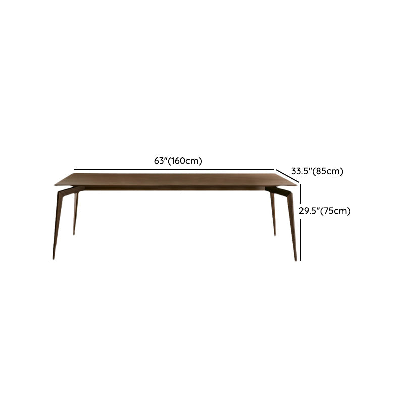 Moderne rechthoekige donkerbruine houten eettafel met 4 poten