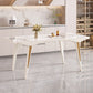 Contemporary White Rectangular Stone Dining Table for Dining Room Clearhalo 'Dining Tables & Seating' 'Dining Tables' 'dining_table' 'furn' 'furn_dining_table' 'Furniture' 'Kitchen & Dining Furniture' 7732845