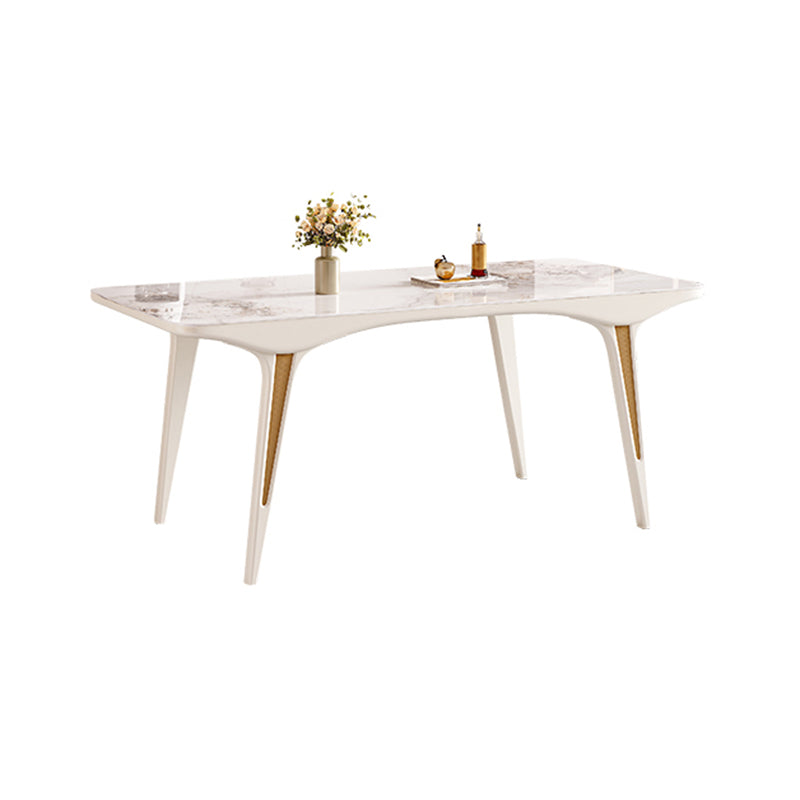 Contemporary White Rectangular Stone Dining Table for Dining Room Without Chairs Clearhalo 'Dining Tables & Seating' 'Dining Tables' 'dining_table' 'furn' 'furn_dining_table' 'Furniture' 'Kitchen & Dining Furniture' 7732847