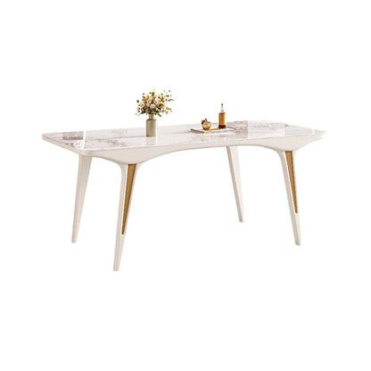 Contemporary White Rectangular Stone Dining Table for Dining Room Without Chairs Clearhalo 'Dining Tables & Seating' 'Dining Tables' 'dining_table' 'furn' 'furn_dining_table' 'Furniture' 'Kitchen & Dining Furniture' 7732847