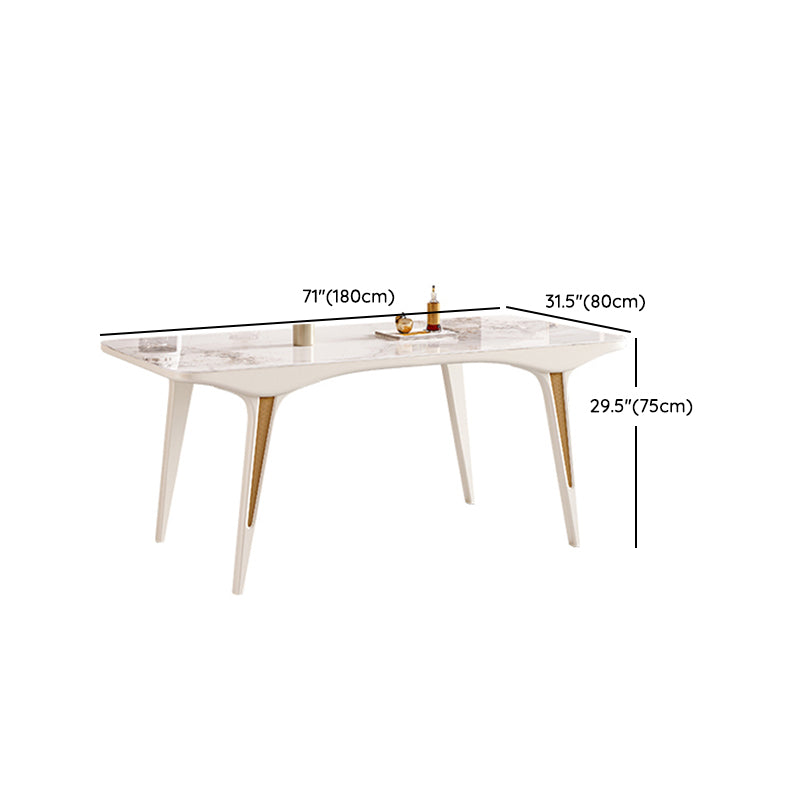 Contemporary White Rectangular Stone Dining Table for Dining Room Clearhalo 'Dining Tables & Seating' 'Dining Tables' 'dining_table' 'furn' 'furn_dining_table' 'Furniture' 'Kitchen & Dining Furniture' 7732850