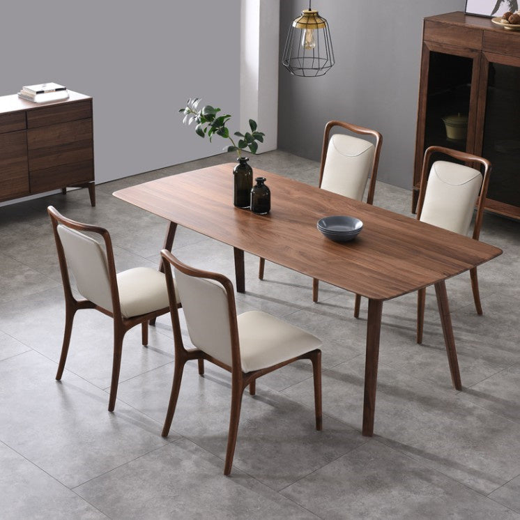 Contemporary Dark Brown Rectangular Wooden Dining Table with 4 Foot Clearhalo 'Dining Tables & Seating' 'Dining Tables' 'dining_table' 'furn' 'furn_dining_table' 'Furniture' 'Kitchen & Dining Furniture' 7732853
