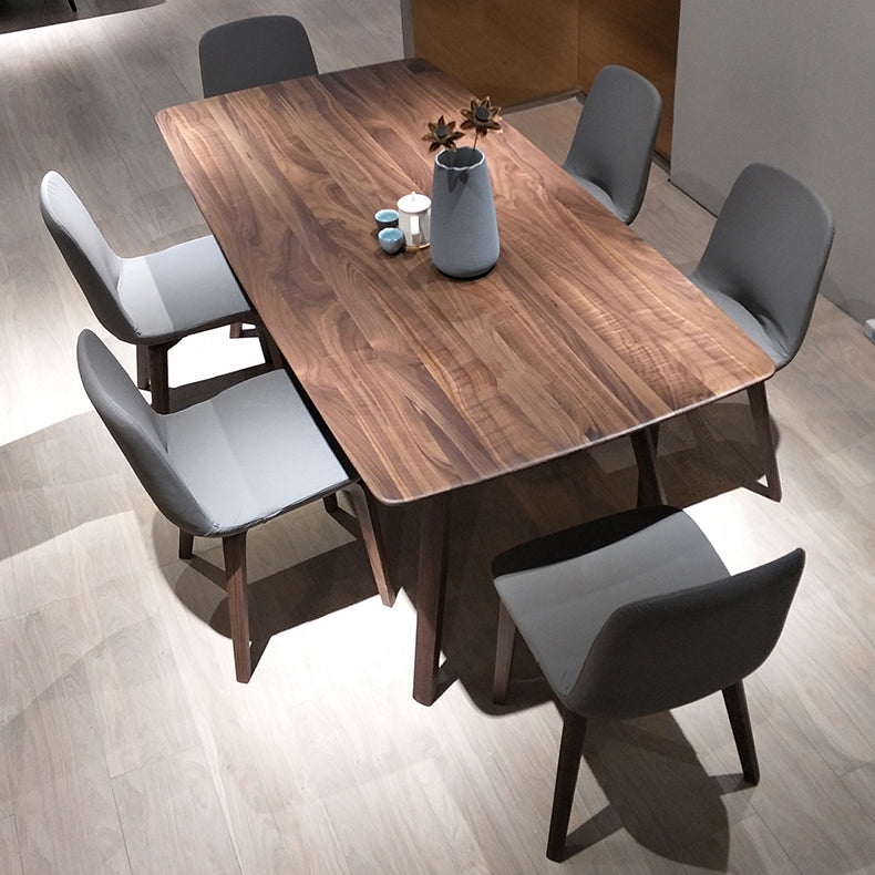 Contemporary Dark Brown Rectangular Wooden Dining Table with 4 Foot Clearhalo 'Dining Tables & Seating' 'Dining Tables' 'dining_table' 'furn' 'furn_dining_table' 'Furniture' 'Kitchen & Dining Furniture' 7732855