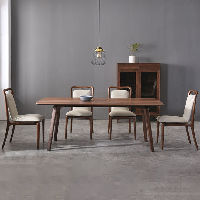 Contemporary Dark Brown Rectangular Wooden Dining Table with 4 Foot Clearhalo 'Dining Tables & Seating' 'Dining Tables' 'dining_table' 'furn' 'furn_dining_table' 'Furniture' 'Kitchen & Dining Furniture' 7732861