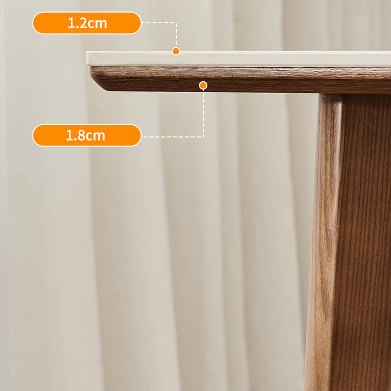 Mesa de comedor rectangular de piedra blanca contemporánea con 4 pies