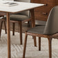 Mesa de comedor rectangular de piedra blanca contemporánea con 4 pies