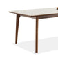 Mesa de comedor rectangular de piedra blanca contemporánea con 4 pies