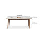 Mesa de comedor rectangular de piedra blanca contemporánea con 4 pies