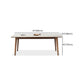 Mesa de comedor rectangular de piedra blanca contemporánea con 4 pies