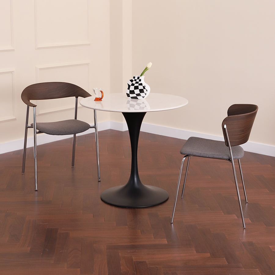 Modern Round Dining Table Faux Marble Tabletop for 2 Persons