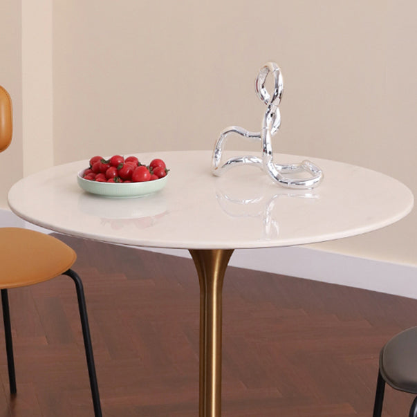 Modern Round Dining Table Faux Marble Tabletop for 2 Persons