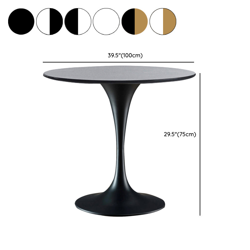 Modern Round Dining Table Faux Marble Tabletop for 2 Persons