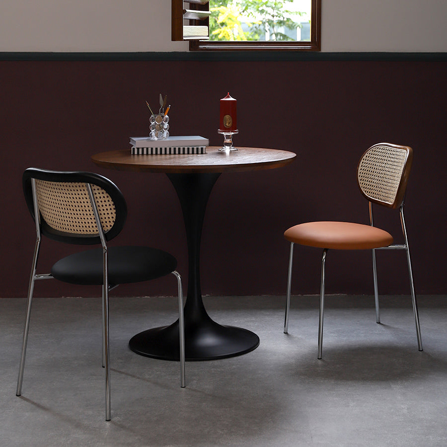 Modern Round Wood Tabletop Metal Tulip Base Dining Table for Dining Room