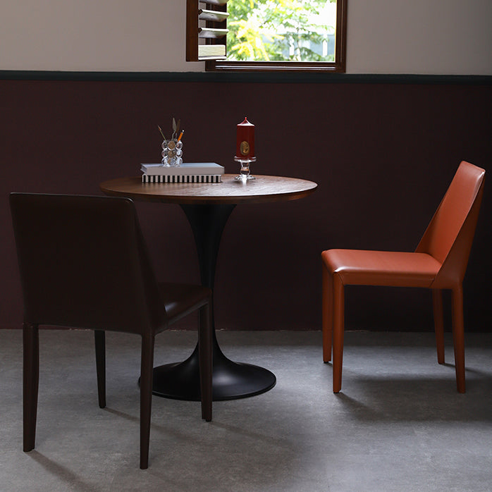 Modern Round Wood Tabletop Metal Tulip Base Dining Table for Dining Room