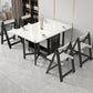 Table à manger rectangulaire en pierre, pliable, pour salle à manger