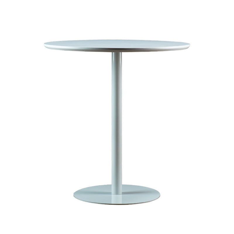 Round Dining Table Modern Wood Tabletop with Metal Pedestal Base