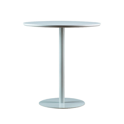 Round Dining Table Modern Wood Tabletop with Metal Pedestal Base